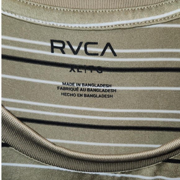 RVCA Striped‎ Crew Neck POLO Shirt Short Sleeve Casual Top XLARGE - Picture 1 of 8
